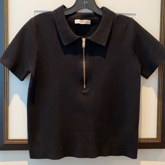 Zara black knit 1/4 zip - Picture 1 of 3